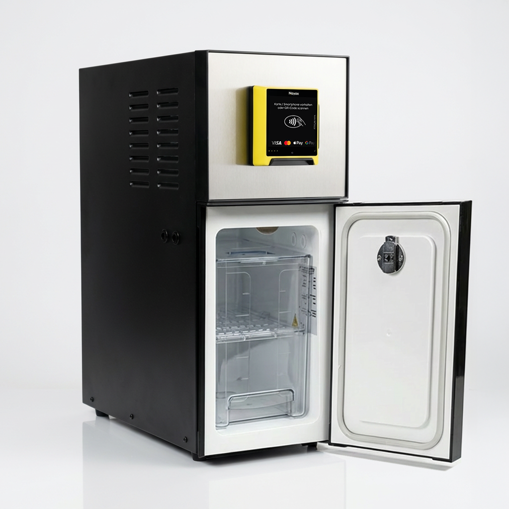 Nayax VPOS Media 4 - Universal-Kühlschrank für Frischmilch-Kaffeemaschinen